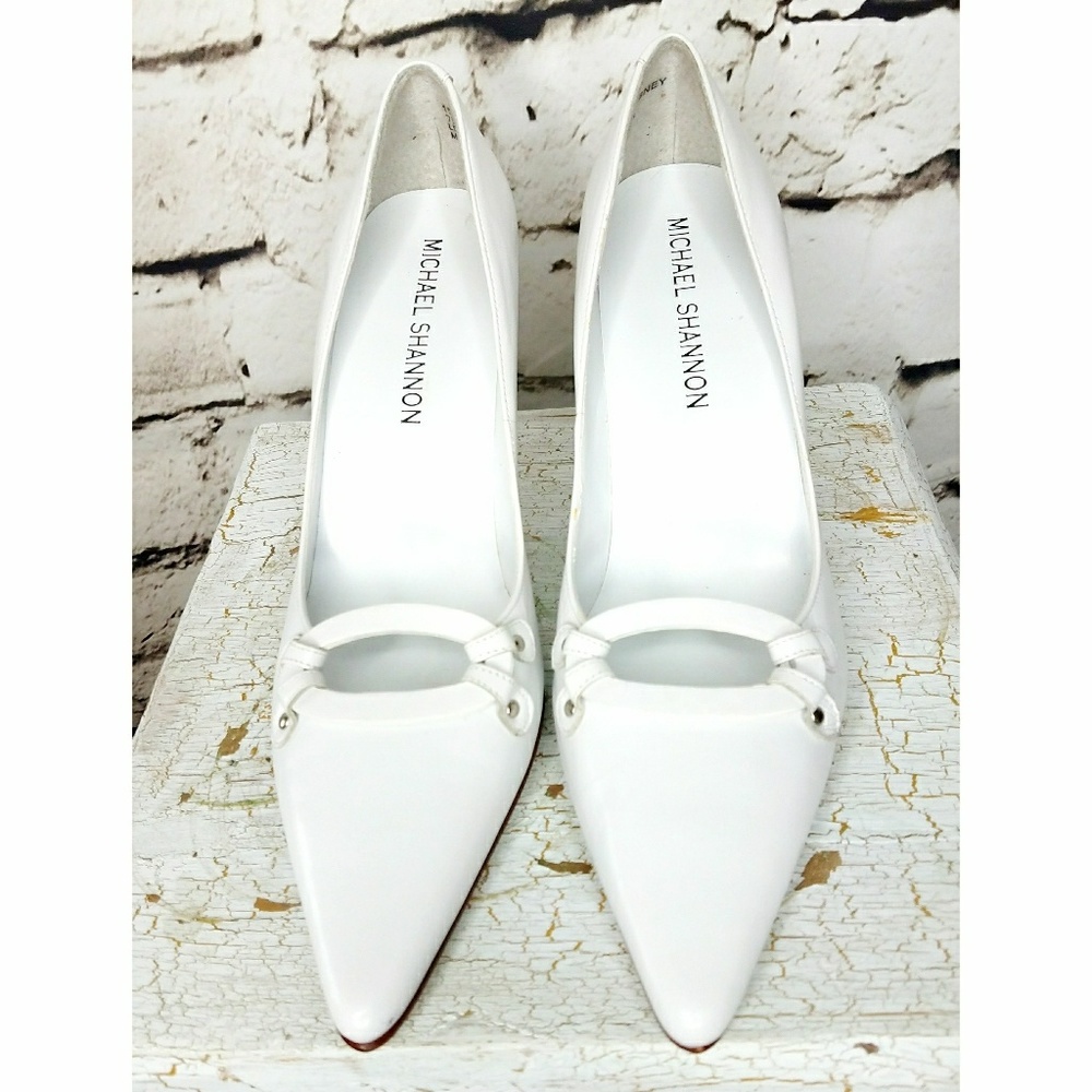 Micael Shannon White Leather Heel Chesney 7.5 - Picture 2 of 5